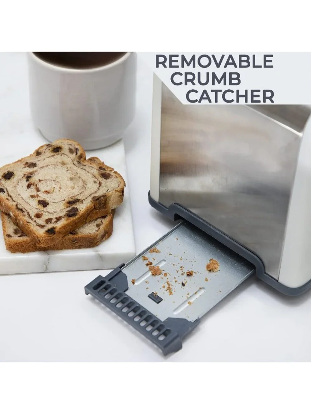 2 Slice Cream Wide Slot with 5 Browning Levels Stainless Steel Toaster Bagel